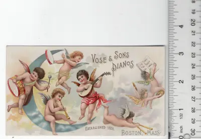 Vose & Sons Pianos Cherubs Playing Music Victorian Trade Card 3 X6  VTC-XD12 • $29.60