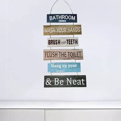 Rustic European Style Toilet Bathroom Rules AccessoriesWooden Wall Hanging Sign • $44.45