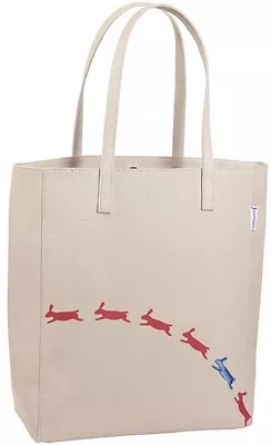 Jane Frost Fully Cotton Lined Cotton Canvas Tote Bag In Cream Jumping Rabbits • £16.99