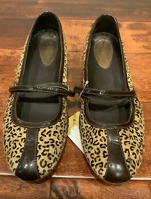 Cole Haan Brown & Tan Leopard Calf Hair Mary Jane Flats Size 9.5 (US) • $38.75