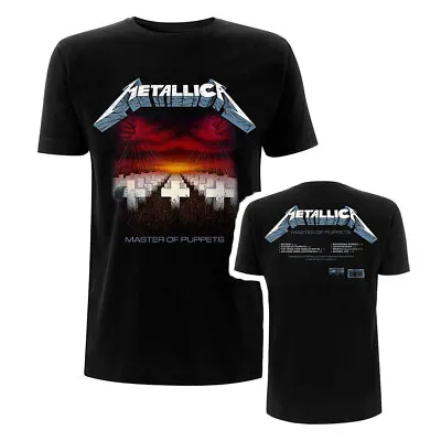 Metallica T-Shirt Master Of Puppets Tracks Album Rock New Black Official • £15.95