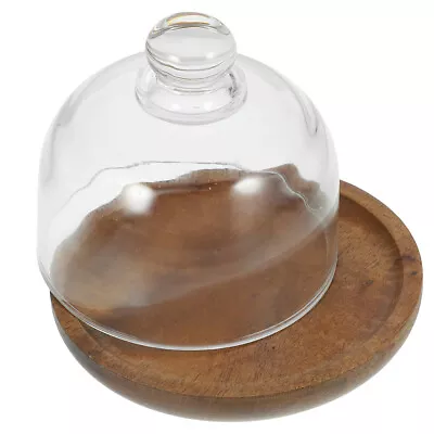Wood Cake Stand With Glass Dome Lid For Desserts And Pastries • £13.15