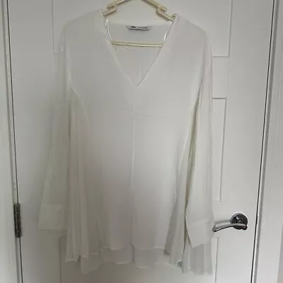 Zara White Flowy Blouse/top.   Size S. Airy And Perfect For Spring/summer. • £11