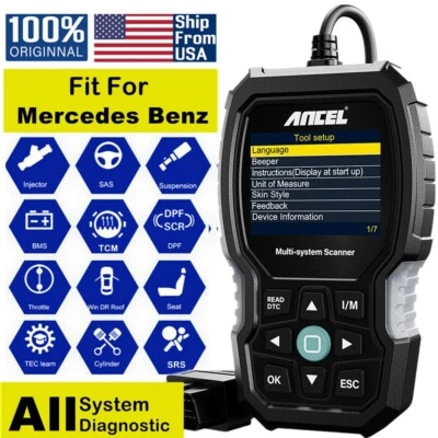 $89 • Buy ANCEL BZ700 Fit For Mercedes Benz OBD2 Scanner ABS SRS All System Code Reader