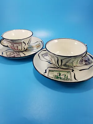 2 Cups & Saucers Vintage San Marino Mid Century Modern Ceramics MARMACA R.S.M. • $39