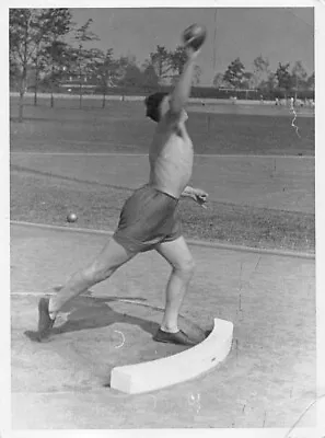 1950s Shot Put Track & Field Event Male Athlete Putting A Shot Vintage Photo • $5.95