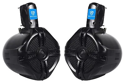 Pair Rockville RWB65B 6.5  Black 2 Way 500 Watt Marine Wakeboard Tower Speakers • $89.95