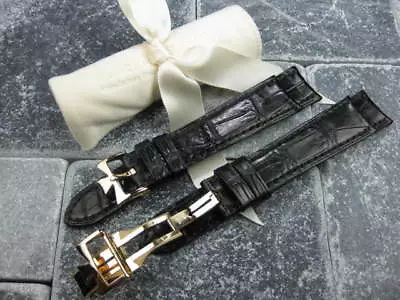 20mm ALLIGATOR Curve Edge STRAP Black Watch BAND Vacheron Constantin VC • $185