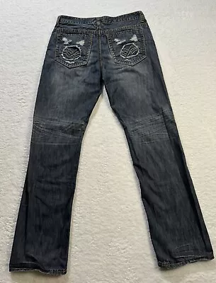 Helix Jeans Straight 32x32 Distressed Men's Blue Denim 100% Cotton • $29.99