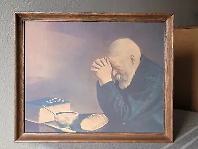 Vintage Old Man Praying GRACE/Our Daily Bread By ERIC ENSTROM Framed Print 21x17 • $75