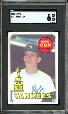 1969 Topps #237 Bobby Cox RC All-Star Rookie Cup Yankees HOF SGC 6 EX-NM • $74.95