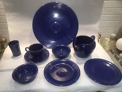 9 Pcs Mixed Lot Vintage Homer Laughlin Fiesta Cobalt Dishes Pitcher & Tumbler • $84.99