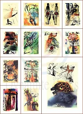 $39.99 • Buy 12+1 SALVADOR DALI Alice In Wonderland Illustrations Printed On Canvas 6x9  +1 