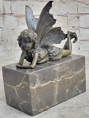 Fairy 100% Bronze Fantasy Art Nouveau Winged Wood Nymph Sculpture Statue Deal • £83.91