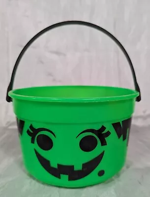 1986 McDonalds Halloween Bucket Green Witch Spider Happy Meal Pail No Lid VTG • $13.99