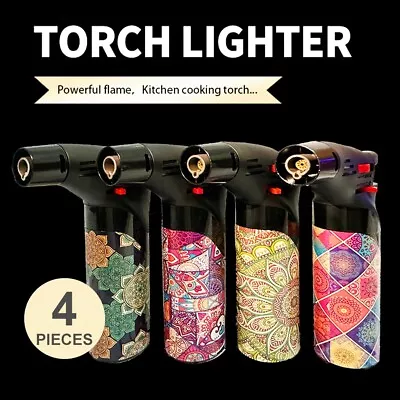 4Pcs Blow Torch Jet Lighter Kitchen Tobacco Safety Lock Refillable Premium AU • $24.99