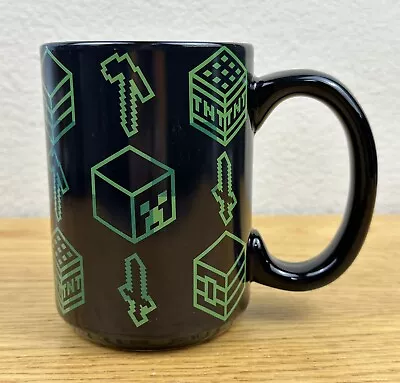 Zak! Minecraft Ceramic Mug Coffee Cup - Black W/ Green Designs - 15 Oz • $9.95