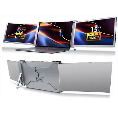 15'' Triple Extender Portable Laptop Monitor 1920*1080 Dual Dispaly Screen O2R2 • $357.84