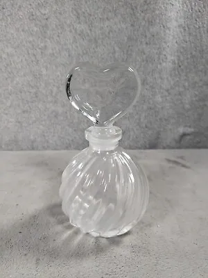 Vintage Crystal Perfume Bottle With Heart Stopper 18% Swirl Glass • $19.98