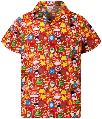 Funky Hawaiian Shirt Christmas Allover Red • $43.98