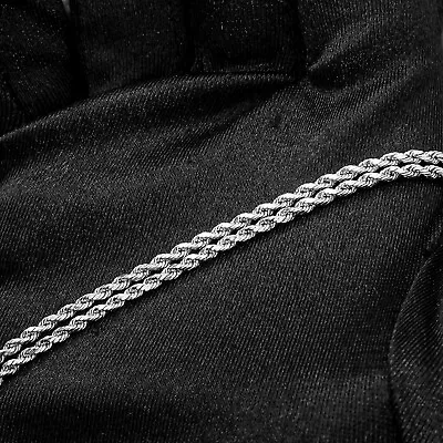 Solid Heavy 10K White Gold Real Diamond Cut 3mm 18 Inch Twisted Rope Chain • $760.99