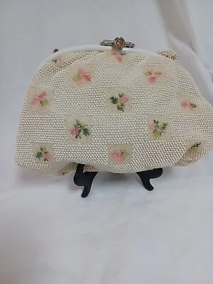 Ladies Micro Beaded Handbag Purse Floral Vtg • $15