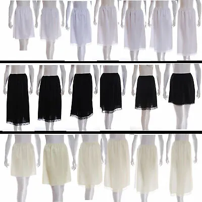 £8.99 • Buy White Ivory Black Slips Petticoat Underskirt Half Waist Skirt Plus Size 10-24