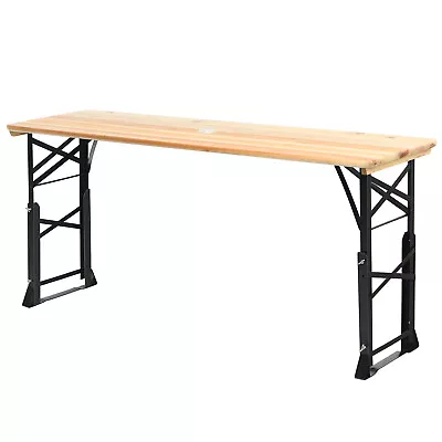 Costway 5.5 Ft Outdoor Folding Wood Picnic Table Height Adjustable Metal Frame • $92.99