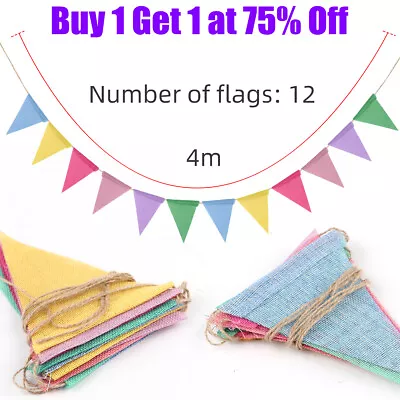 12PC/Set Bunting Flags Colourful Birthday Wedding Party Event Garden Decoration • £2.98