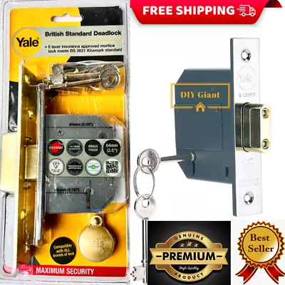 Yale Maximum Security BS 5 Lever Mortice Dead Lock 64mm 2.5-inch Brass/ Chrome • £22.99