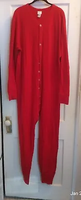 VTG Duofold Red Long John One Piece Thermal Pajama Adult Size L/XL • $18.74