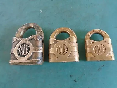 3 Vintage Brass Yale & Towne Clover Padlocks Different Sizes No Keys • $24.99