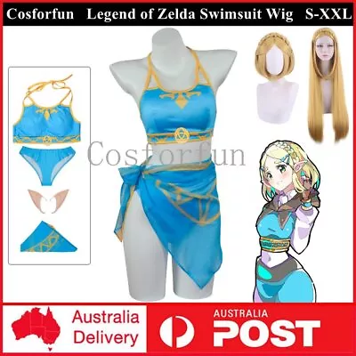 Legend Of Zelda Breath Of The Wild Princess Costume Cosplay Wig Swimsuit Bikini • $43.41
