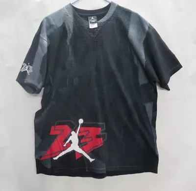 VTG Michael Jordan Nike Jumpman Graphic All Over AOP Black Shirt L Rare 23 • $99.95