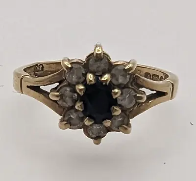 9ct Gold Ring Sapphire Gemstone Gold Ring UK Ring Size M 1/2 - 9ct Yellow Gold  • $199.55