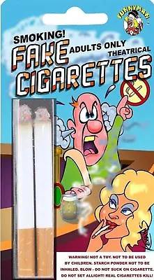 Fake Cigarettes X2 Fags Cigs Smoke Effect Lit End Joke Prank Gag Novelty Funnny • £1.99