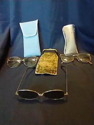 Lot Of 3 Vintage Eyeglasses Sunglasses With Cases With Clasp Chicago • $8.99