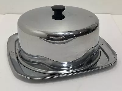 Cake Carrier Mid Century Chrome MCM Locking Tabs Vintage Kitchen • $15