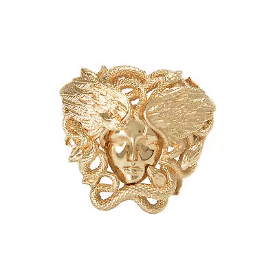 Versace Light Golden Color Metal Embellished Medusa Head Ring Sz 17 • $269.99