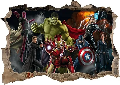 £8.95 • Buy Marvel Avengers Hulk Super Heros 3d Smashed Wall View Sticker Poster Vinyl 6-6-2