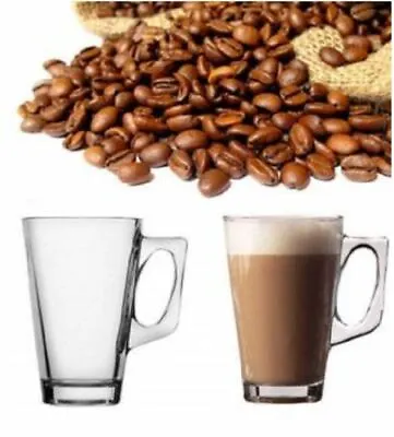 New Set Of 6 240ml Clear Tall Costa Cappuccino Coffe Tea Latte Glass Mugs Cups • £8.99