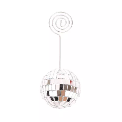 1/5Pcs Disco Ball Table Number Holders Silver Place Card Holder With Swirl Wire • £2.14