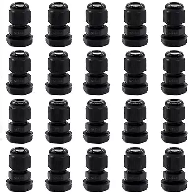 20 PCS Nylon Cable Glands 3/8  NPTWaterproof Adjustable Diameter 3-8mm Cable ... • $19.02