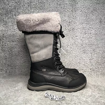 UGG Adirondack III Tall Boot Size 6 Women Fur Waterproof Black Grey 1095142 *NEW • $129.90