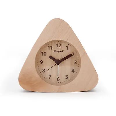 Solid Wood Non Ticking Analog Quartz Alarm Clock With Nightlight Snooze Alarm • $15.99