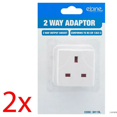 2 X 2 Way Gang Multi-purpose Socket Splitter Mains Wall  Adaptor Plug 13amp Home • £1.99