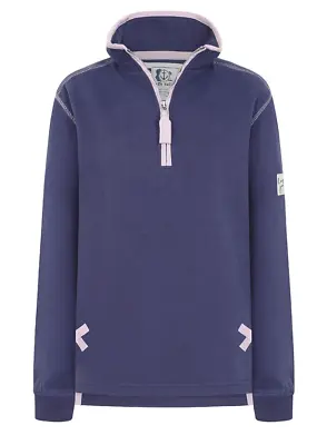 Lazy Jacks Women's LJ3  1/4 Zip Sweatshirt  Col   TWILIGHT   ( Soft Pink Trim ) • £49.95