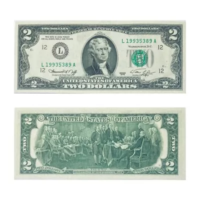 1976 United States Of America 2 Dollars American Banknote Jefferson Usa A-unc L • £10.24