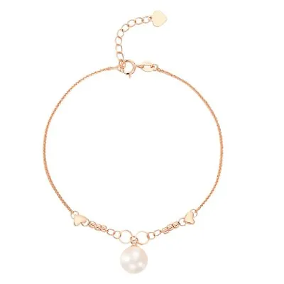 $455 • Buy 18K Rose Gold Pearl (Akoya-Japan 8-8.5 Mm) Heart Bracelet