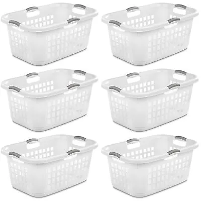 Sterilite Ultra 2 Bushel Plastic Stacking Clothes Laundry Basket White (6 Pack) • $70.99